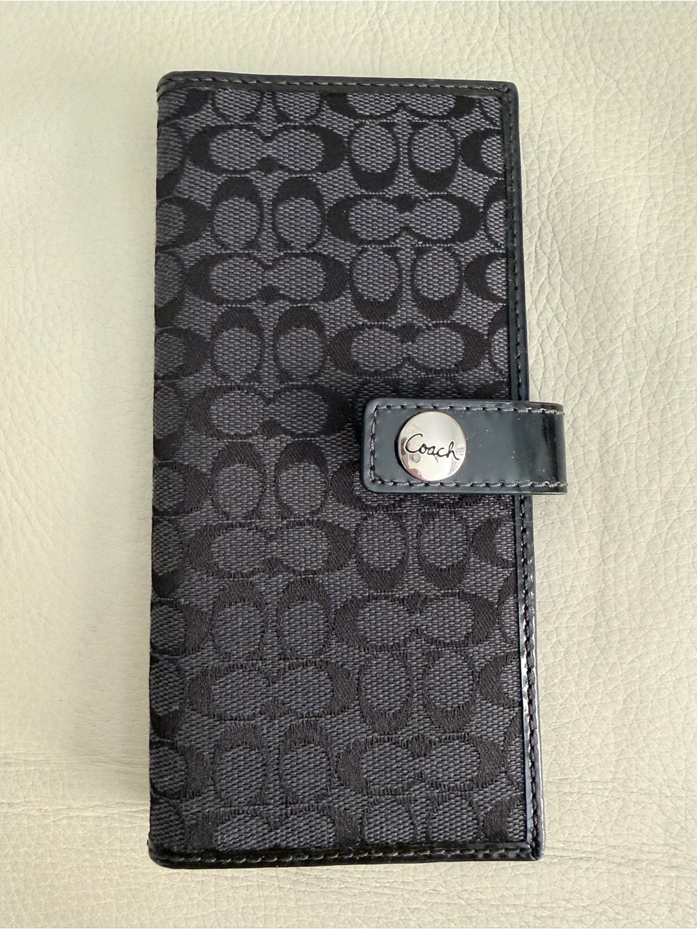 Coach Black Signature Canvas Wallet with Snap